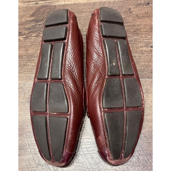 ✨Vintage PRADA Gold Logo Leather Loafers Slip-On Flats with Bow - Picture 11 of 13